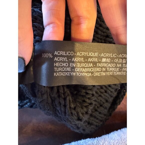 Zara Sweater Women Small Black Open Knit‎ V Back Fringe Sides Short Sleeve Tunic - Picture 11 of 12